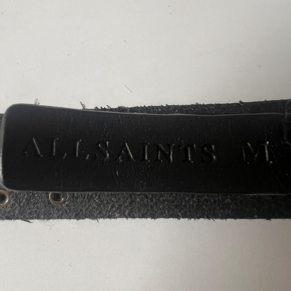 AllSaints Genuine Leather Belt Black Textured Studded Size Medium Made in Italy main image 5